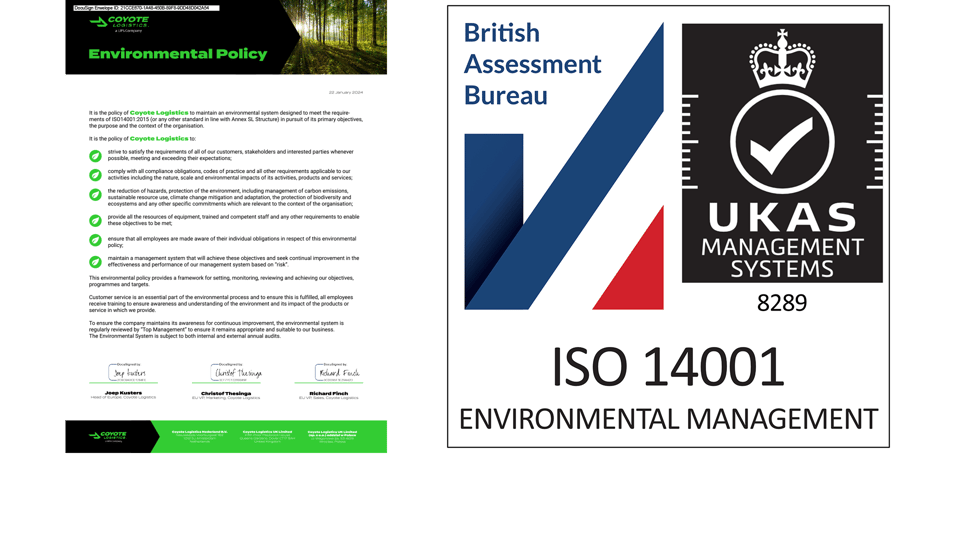 Coyote Logistics - Milieubeleid - ISO14001:2015